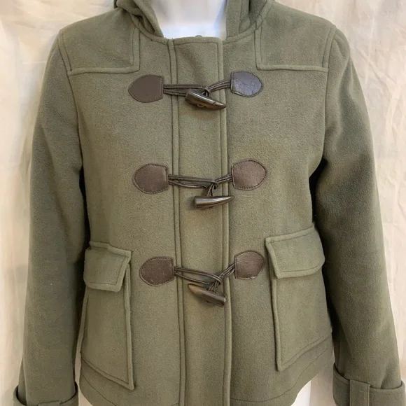 Xhilaration Military Inspired Olive Green Cropped Trench Coat - Medium - Picture 7 of 12